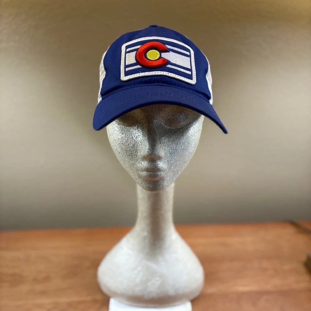 Colorado Classic Blue & White Mesh Back Adjustable Trucker Colorado Patch Hat